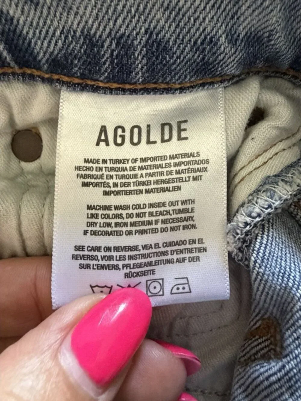 Agolde High Rise Hidden Button Fly Women’s Nico Blue Jeans Size 26